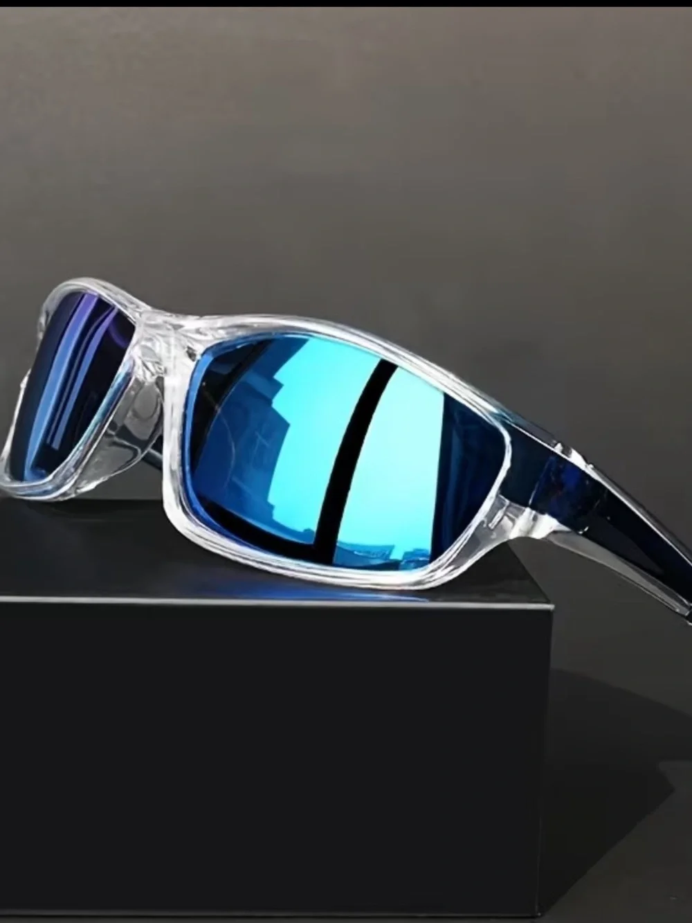 Clear Frame Blue Mirror Sunglasses for Men